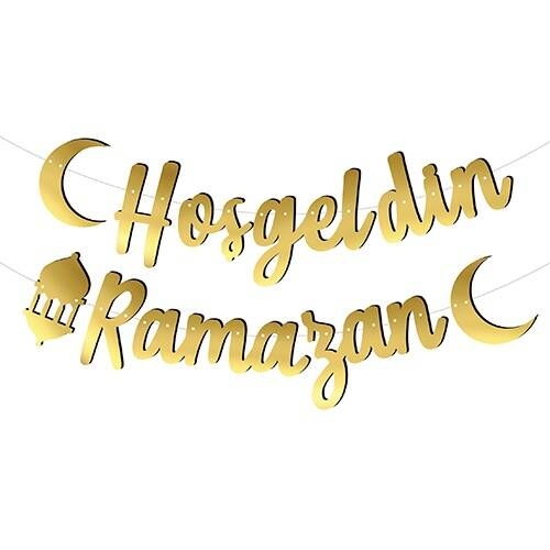 Kaligrafi Altın Banner Hoş Geldin Ramazan Süsü